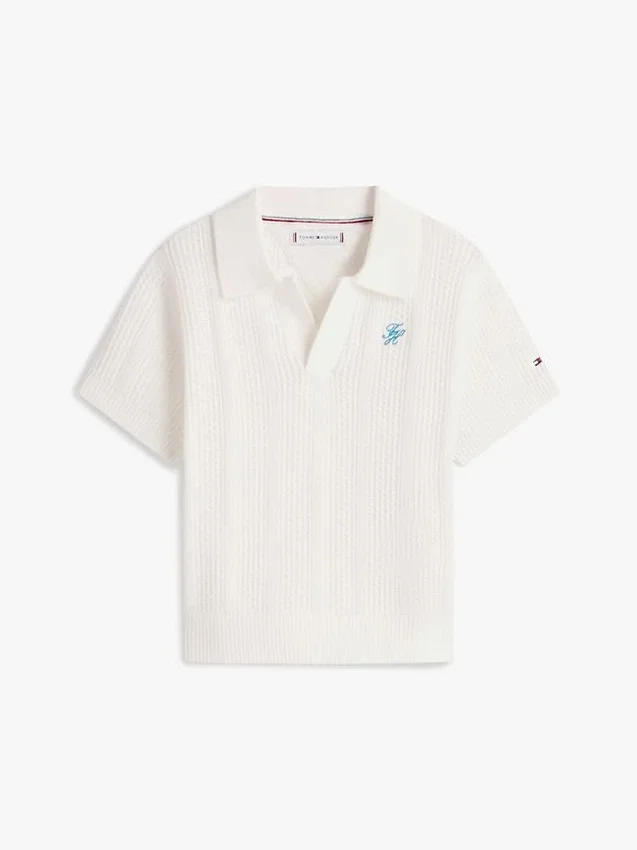 Polo de malha Pointelle para criança Polo de malha Pointelle para criança