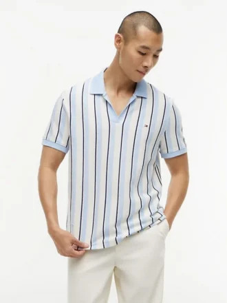 Polo de malha às riscas com corte regular