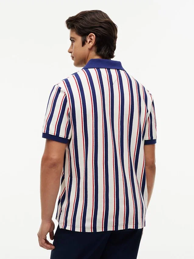 Polo de malha às riscas com corte regular Polo de malha às riscas com corte regular