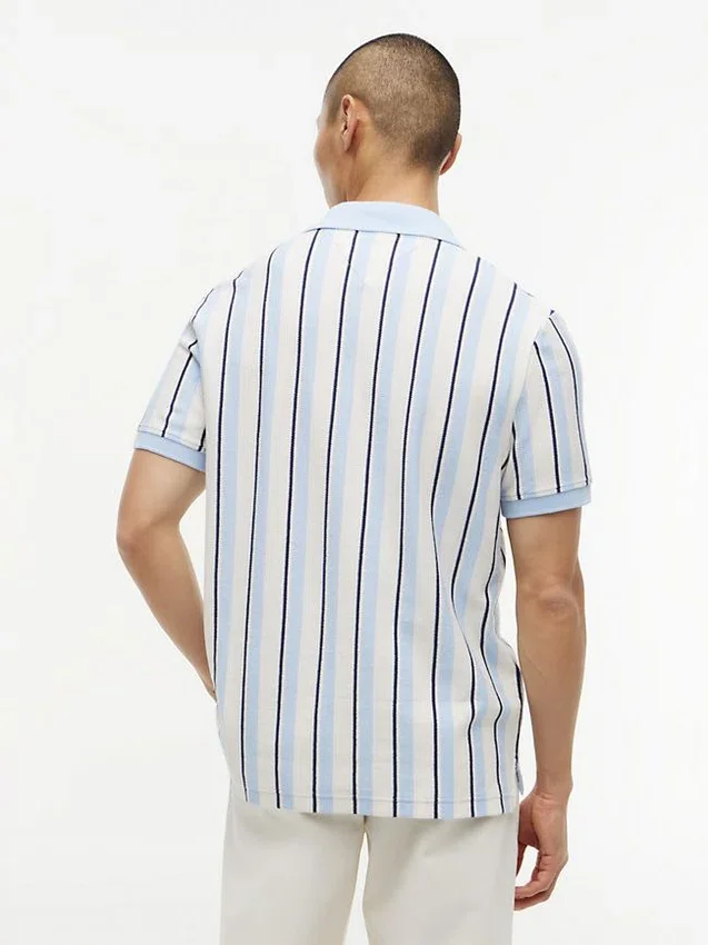 Polo de malha às riscas com corte regular Polo de malha às riscas com corte regular