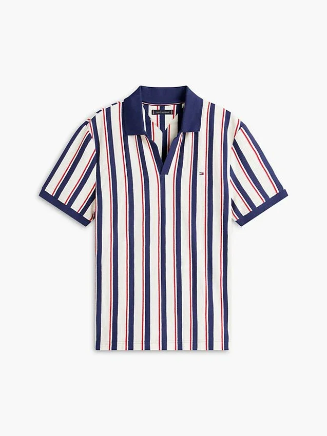 Polo de malha às riscas com corte regular Polo de malha às riscas com corte regular