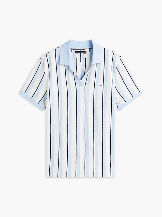 Polo de malha às riscas com corte regular Polo de malha às riscas com corte regular