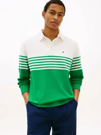 Polo de manga comprida com corte descontraído e blocos de cor