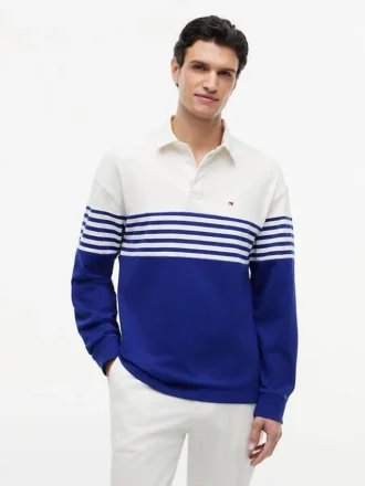 Polo de manga comprida com corte descontraído e blocos de cor