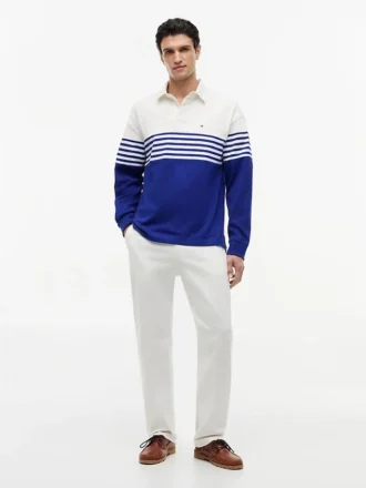 Polo de manga comprida com corte descontraído e blocos de cor