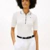Polo de manga curta com detalhes em tecido contrastante e corte justo Polo de manga curta com detalhes em tecido contrastante e corte justo
