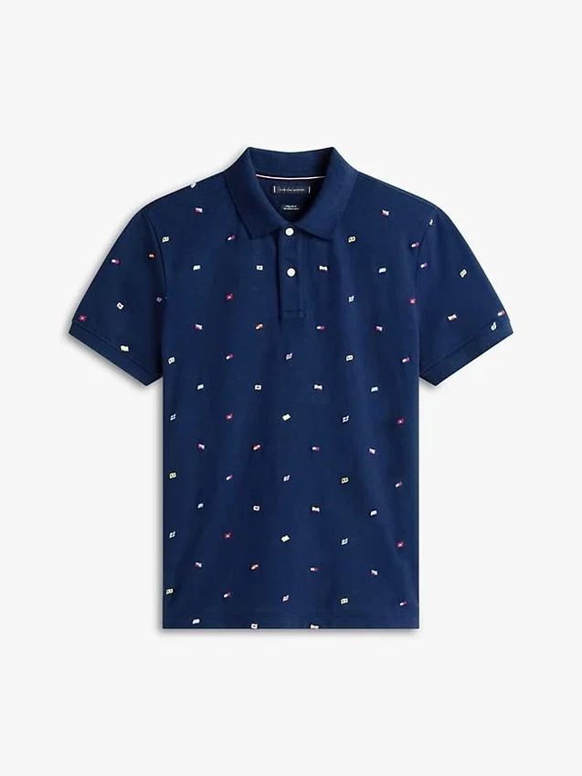 Polo de piqué com bandeira em toda a peça, corte regular Polo de piqué com bandeira em toda a peça, corte regular