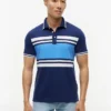 Polo de piqué elástico com riscas em bloco e corte justo Polo de piqué elástico com riscas em bloco e corte justo
