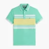 Polo de piqué elástico com riscas em bloco e corte justo Polo de piqué elástico com riscas em bloco e corte justo