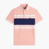 Polo de piqué elástico com riscas em bloco e corte justo Polo de piqué elástico com riscas em bloco e corte justo