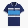 Polo de piqué elástico com riscas em bloco e corte justo Polo de piqué elástico com riscas em bloco e corte justo