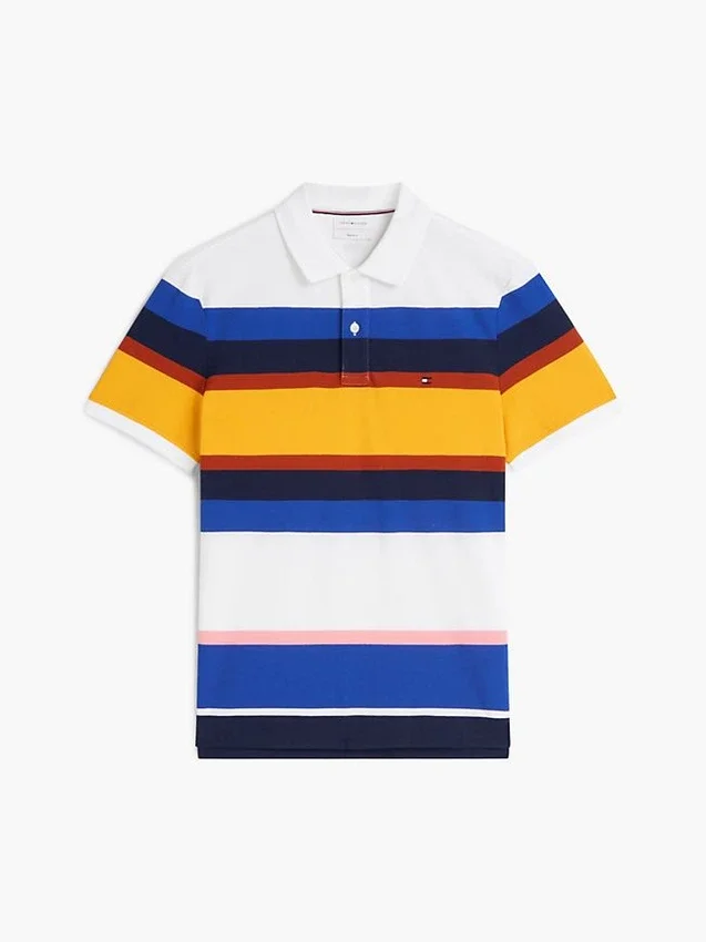 Polo de piqué às riscas com corte regular Polo de piqué às riscas com corte regular