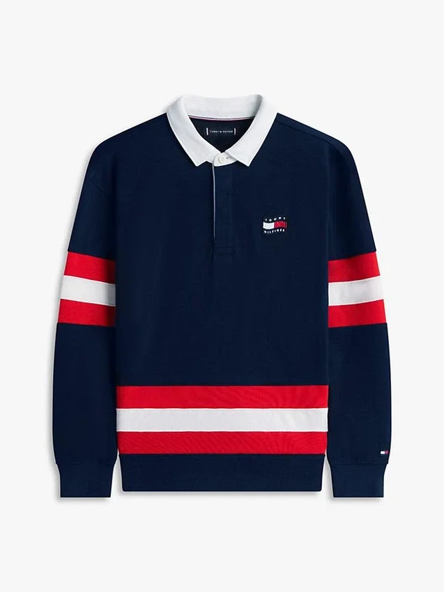 Polo de râguebi com riscas e logótipo para criança Polo de râguebi com riscas e logótipo para criança