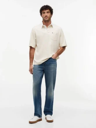 Polo de râguebi em jersey crepe de corte largo