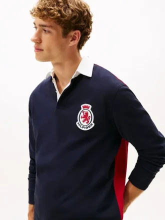 Polo de râguebi Hilfiger Crest com corte descontraído