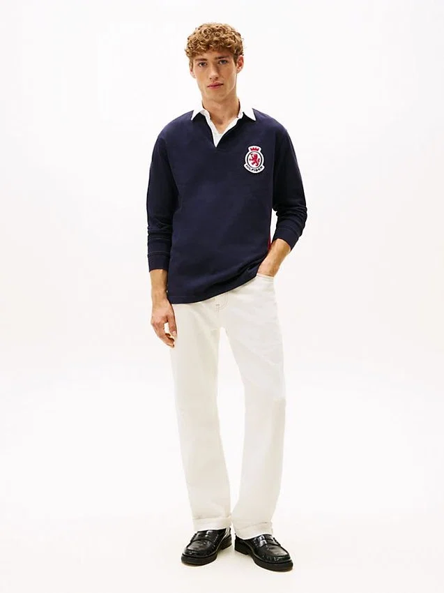 Polo de râguebi Hilfiger Crest com corte descontraído Polo de râguebi Hilfiger Crest com corte descontraído
