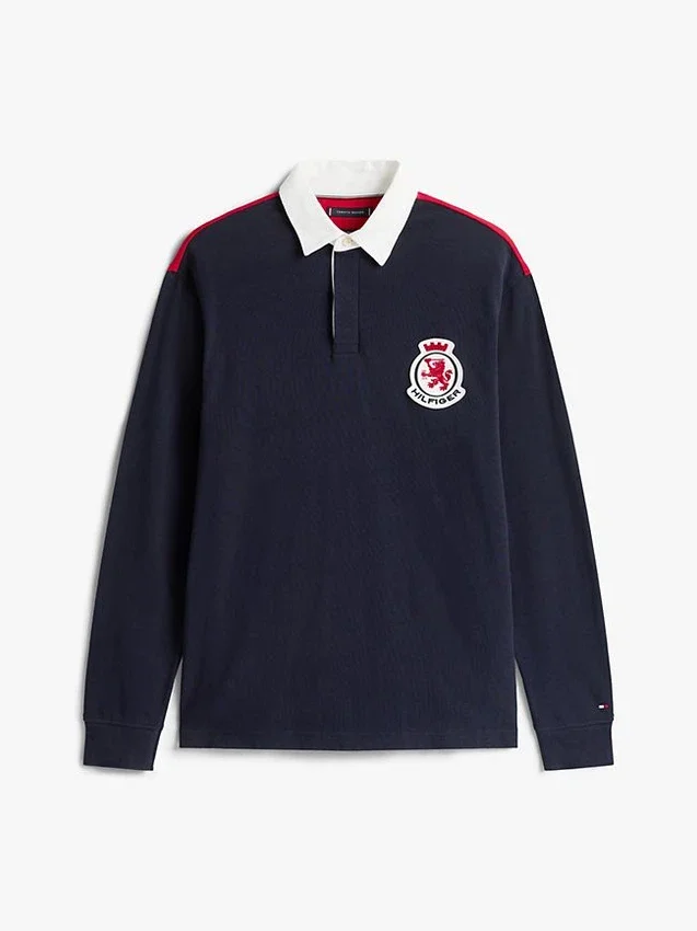 Polo de râguebi Hilfiger Crest com corte descontraído Polo de râguebi Hilfiger Crest com corte descontraído