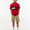 Polo elástico com bandeira em blocos de cor para criança Polo elástico com bandeira em blocos de cor para criança