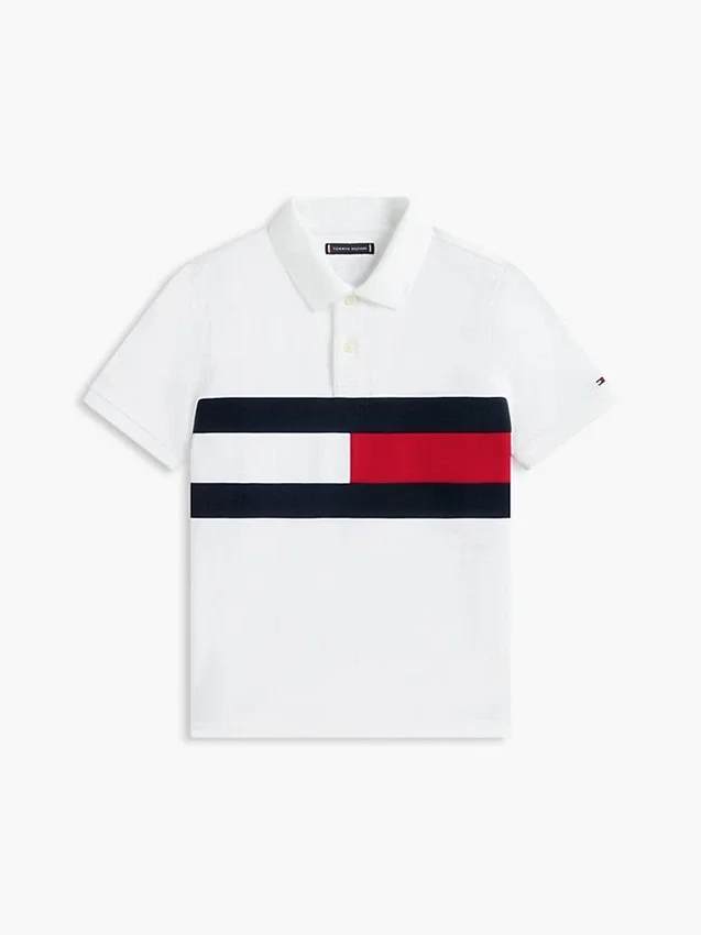 Polo elástico com bandeira em blocos de cor para criança Polo elástico com bandeira em blocos de cor para criança