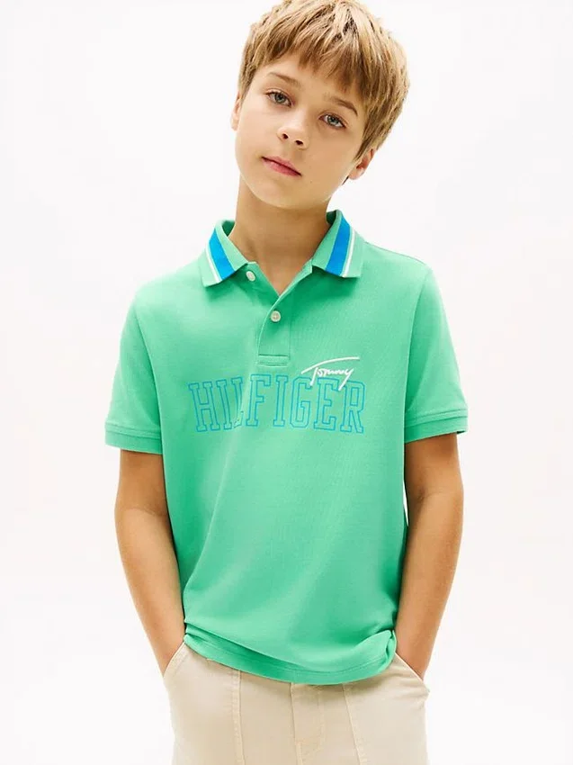 Polo elástico com logótipo Hilfiger para criança Polo elástico com logótipo Hilfiger para criança