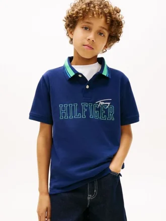 Polo elástico com logótipo Hilfiger para criança