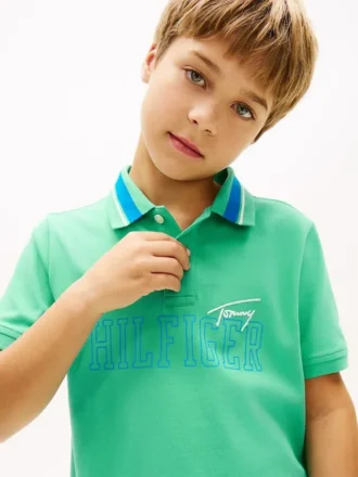 Polo elástico com logótipo Hilfiger para criança