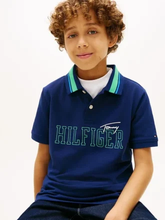 Polo elástico com logótipo Hilfiger para criança