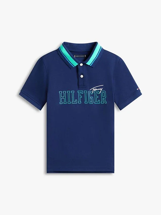 Polo elástico com logótipo Hilfiger para criança Polo elástico com logótipo Hilfiger para criança
