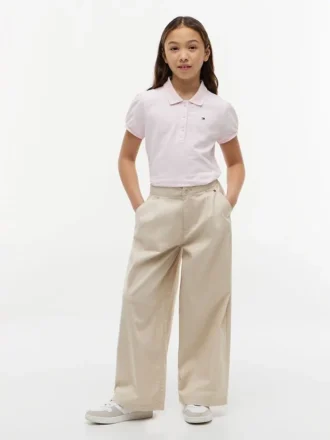 Polo elástico com mangas bufantes para criança