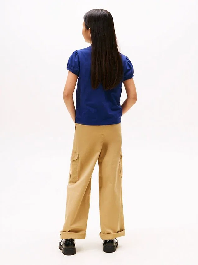 Polo elástico com mangas bufantes para criança Polo elástico com mangas bufantes para criança