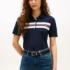 Polo elástico com riscas em bloco de corte regular Polo elástico com riscas em bloco de corte regular