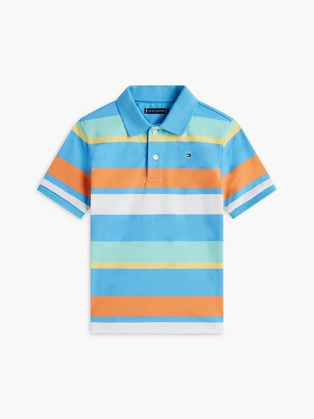 Polo elástico com riscas multicoloridas para criança Polo elástico com riscas multicoloridas para criança