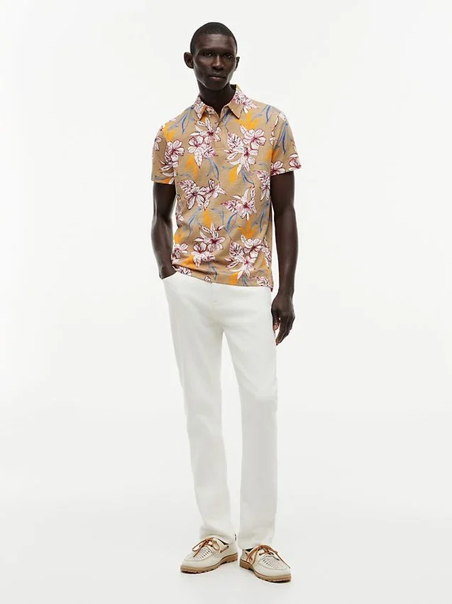 Polo em jersey com estampado floral e corte regular Polo em jersey com estampado floral e corte regular