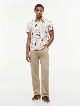 Polo em jersey com estampado floral e corte regular