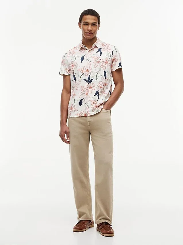 Polo em jersey com estampado floral e corte regular Polo em jersey com estampado floral e corte regular
