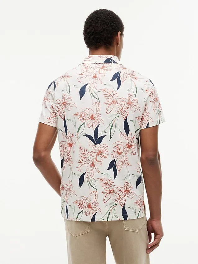 Polo em jersey com estampado floral e corte regular Polo em jersey com estampado floral e corte regular