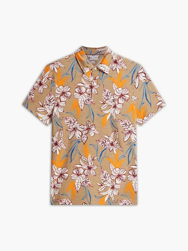 Polo em jersey com estampado floral e corte regular Polo em jersey com estampado floral e corte regular