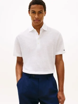 Polo em mistura de algodão e linho da New York Label