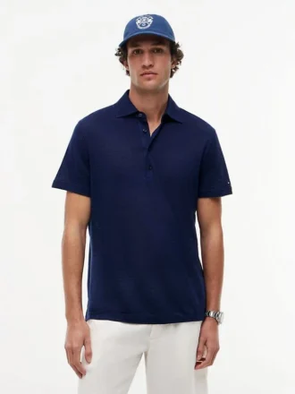 Polo em mistura de algodão e linho da New York Label