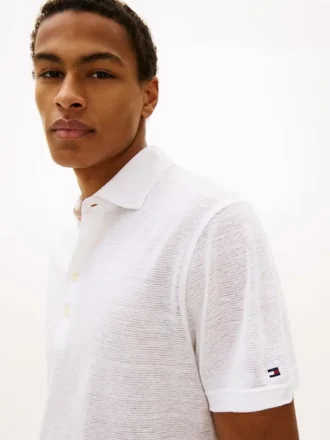 Polo em mistura de algodão e linho da New York Label