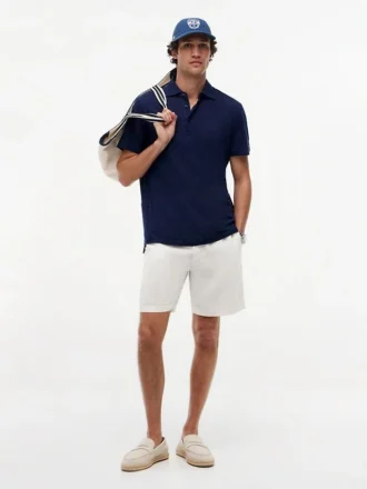 Polo em mistura de algodão e linho da New York Label