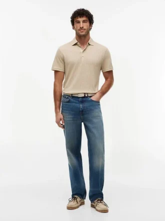 Polo em mistura de algodão e linho da New York Label
