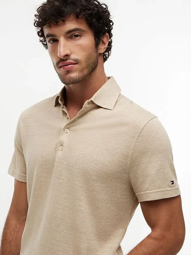 Polo em mistura de algodão e linho da New York Label Polo em mistura de algodão e linho da New York Label