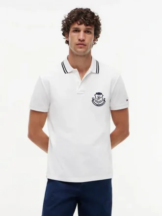 Polo em piqué com monograma e corte regular