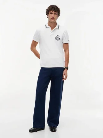 Polo em piqué com monograma e corte regular