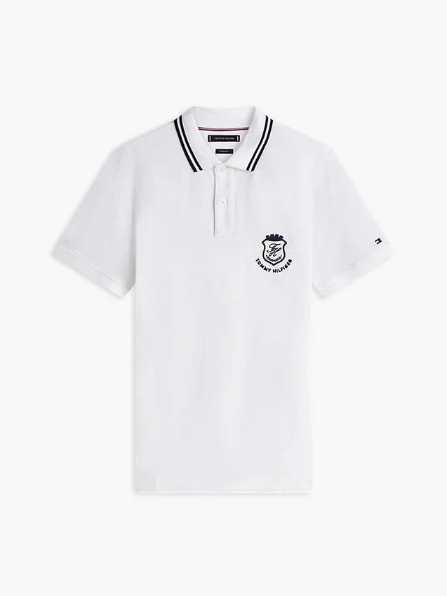 Polo em piqué com monograma e corte regular Polo em piqué com monograma e corte regular