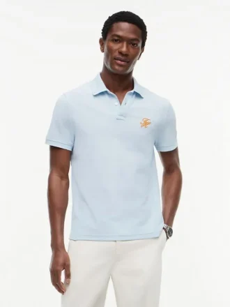Polo em piqué com monograma em letra cursiva, corte regular