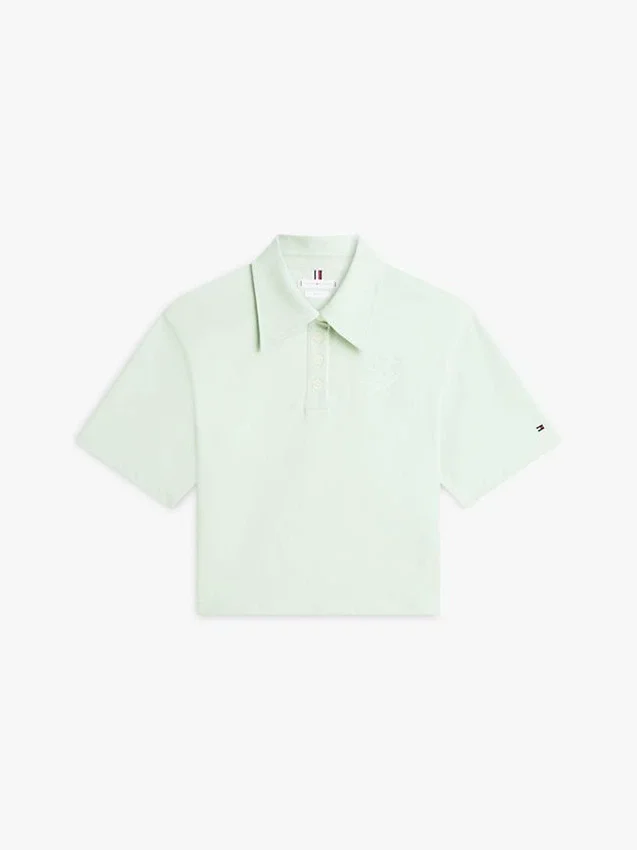 Polo em piqué com monograma em letra cursiva e corte descontraído Polo em piqué com monograma em letra cursiva e corte descontraído