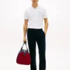 Polo em piqué com monograma em letra cursiva e corte regular Polo em piqué com monograma em letra cursiva e corte regular