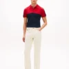 Polo em piqué com riscas em blocos de cor e corte regular Polo em piqué com riscas em blocos de cor e corte regular